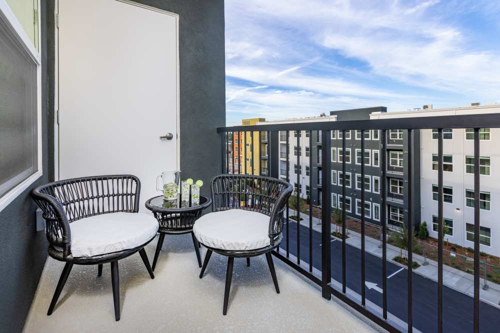 Patio with storage room at Solasta in Sacramento, California
