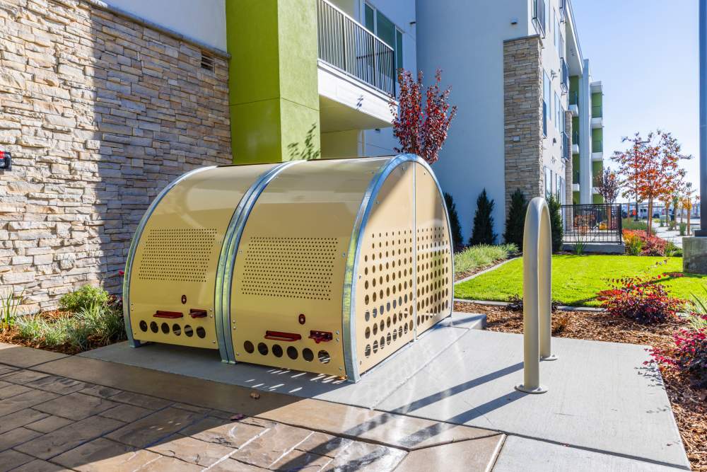 Community bike locker at Zeta Luxury Apartments in Sacramento, California