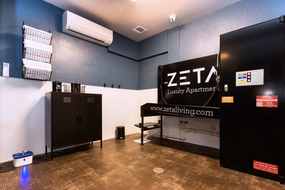 Community pet spa at Zeta Luxury Apartments in Sacramento, California