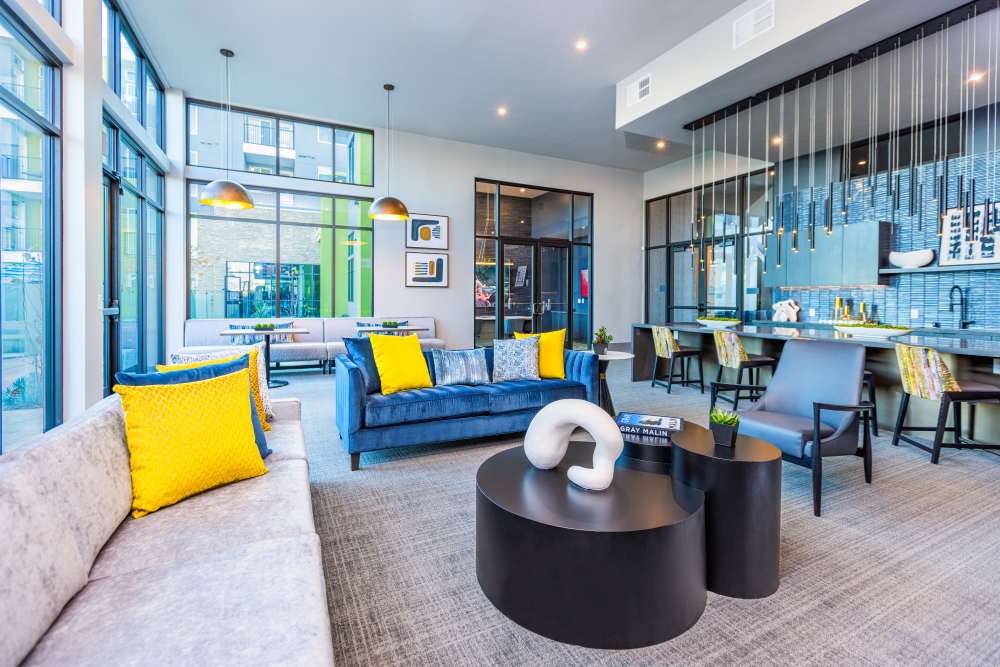 Spacious community clubhouse at Zeta Luxury Apartments in Sacramento, California