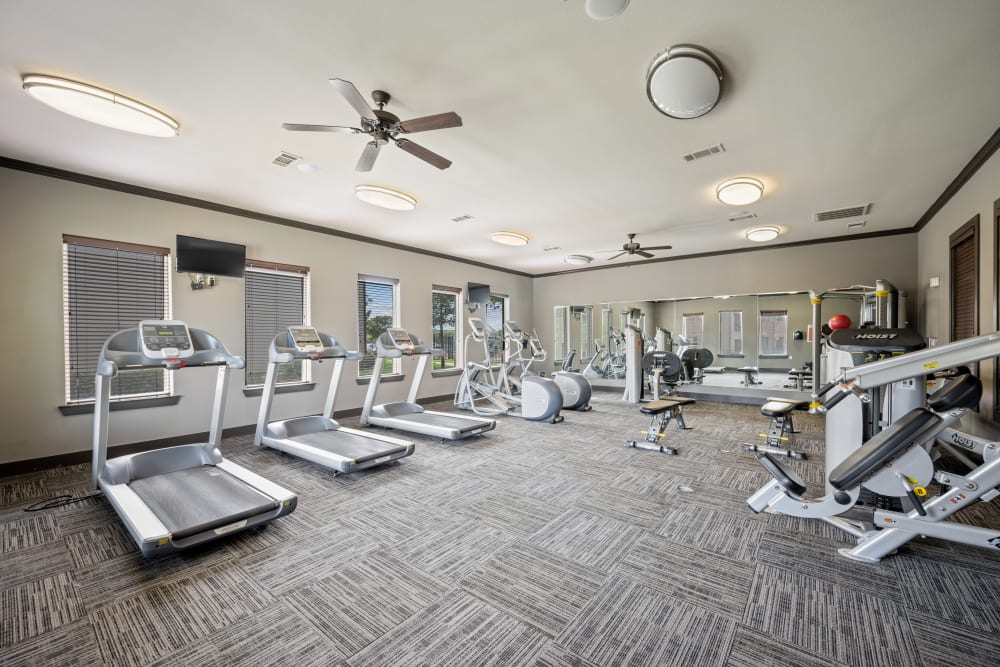 Free weights in the gym at The BLVD in San Angelo, Texas
