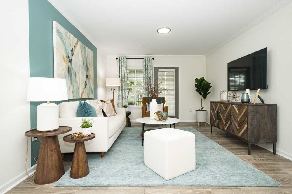 Living room with tv at Preston at Hillwood in Murfreesboro, Tennessee