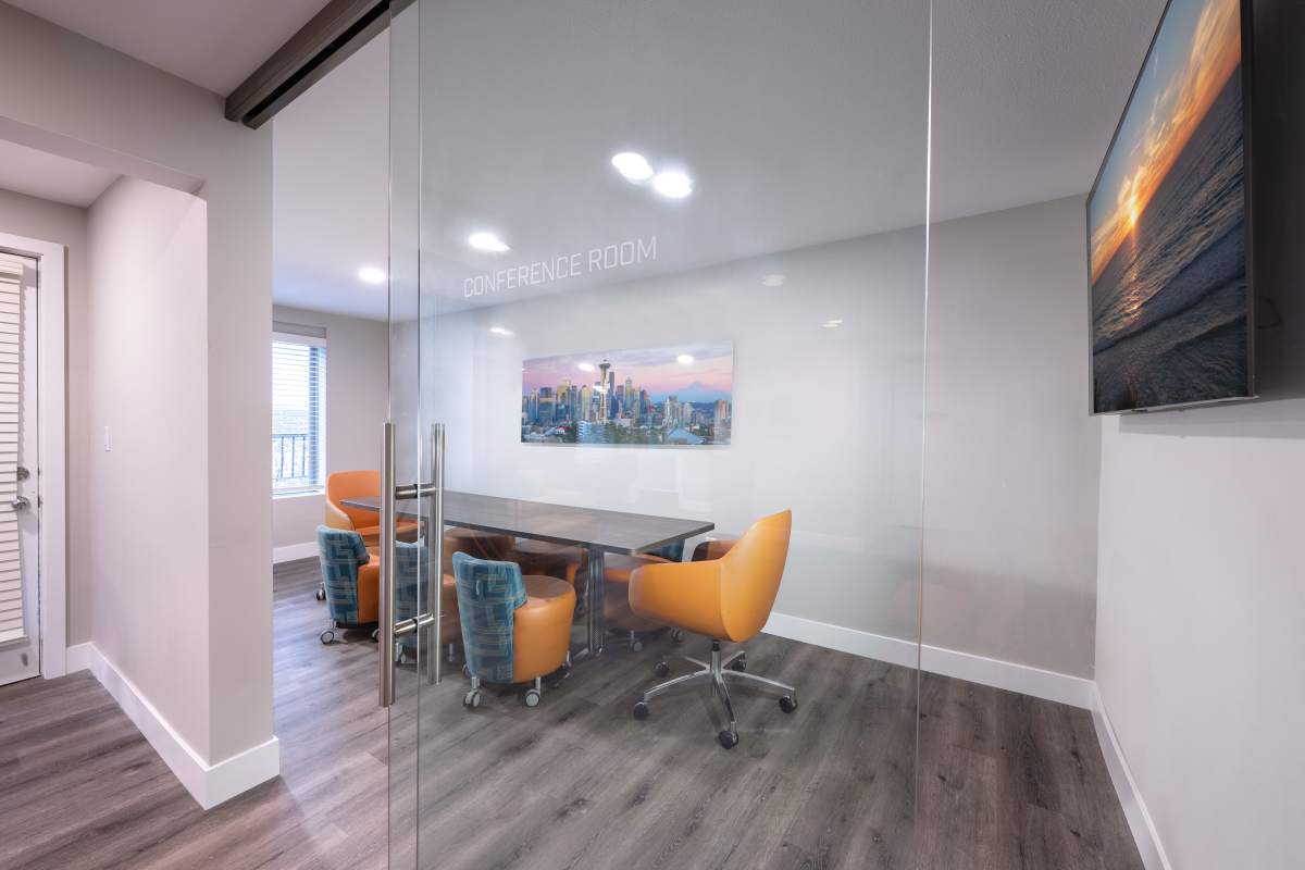 Conference room at Metropolitan Park Apartments in Seattle, Washington