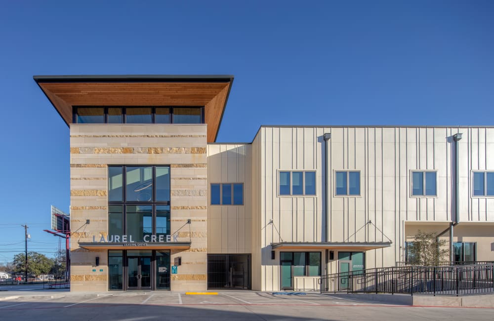Front view of apartments at Laurel Creek Apartments in Austin, Texas, 