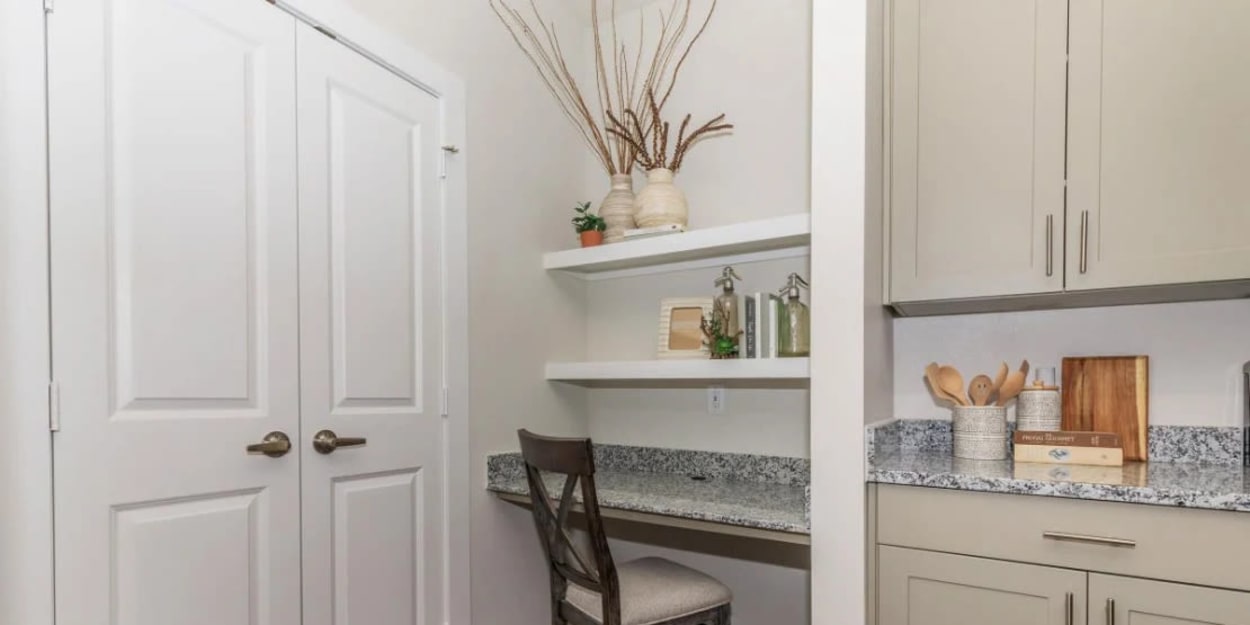 Study nook in an apartment at Luxia Rockwall Downes, Rockwall, Texas