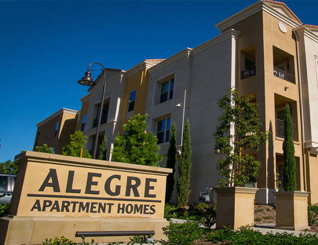 Community signage board  at Alegre in Irvine, California 