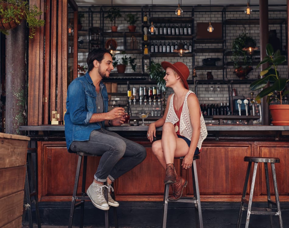 Residents enjoying drinks together at local watering hole near Vue Los Feliz in Los Angeles, California