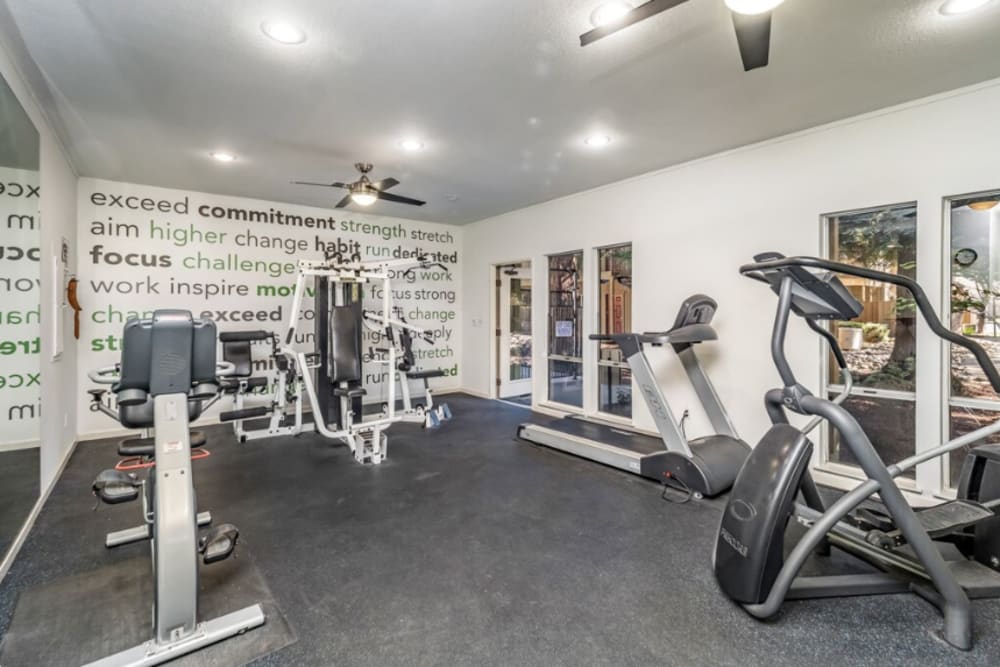 Community fitness center at Cameron Oaks Apartment Homes in Cameron Park,California