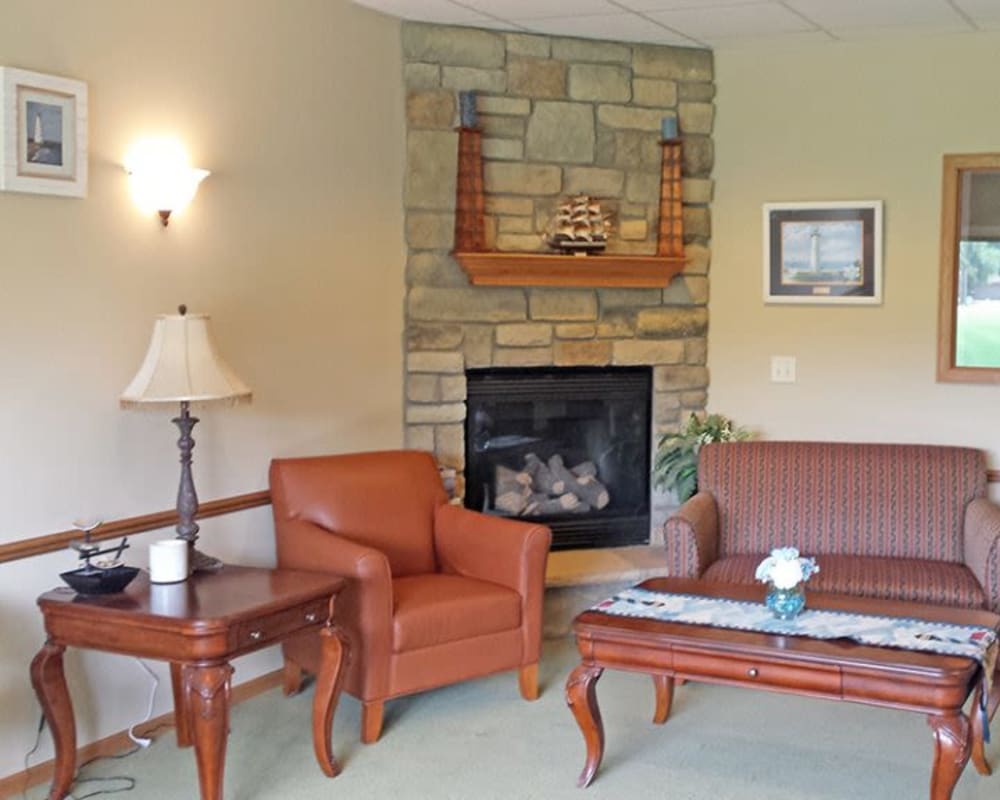 Cozy resident seating area at Arbor View in Burlington, Wisconsin.