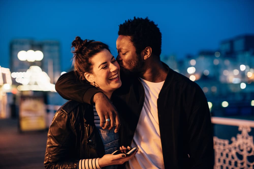 Couple on a date near Annen Woods Apartments in Pikesville, Maryland