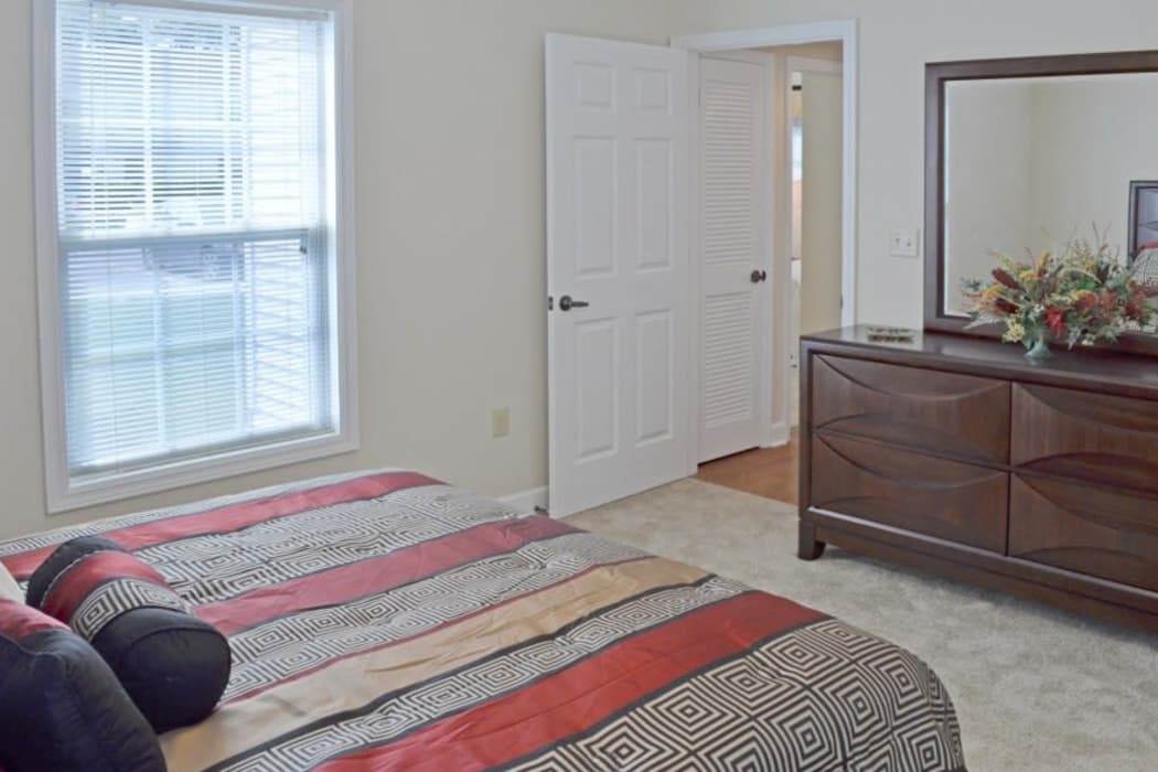 Comfortable bedroom at Willow Run in Clinton, Tennessee