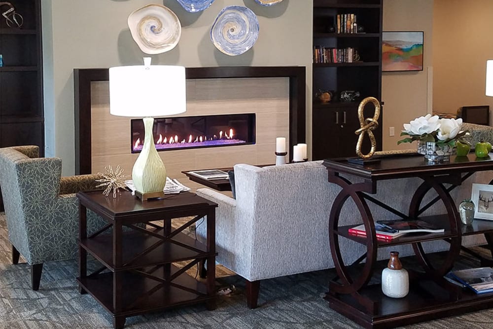 Modern fireside lounge at The Lofts at Glenwood Place in Vancouver, Washington