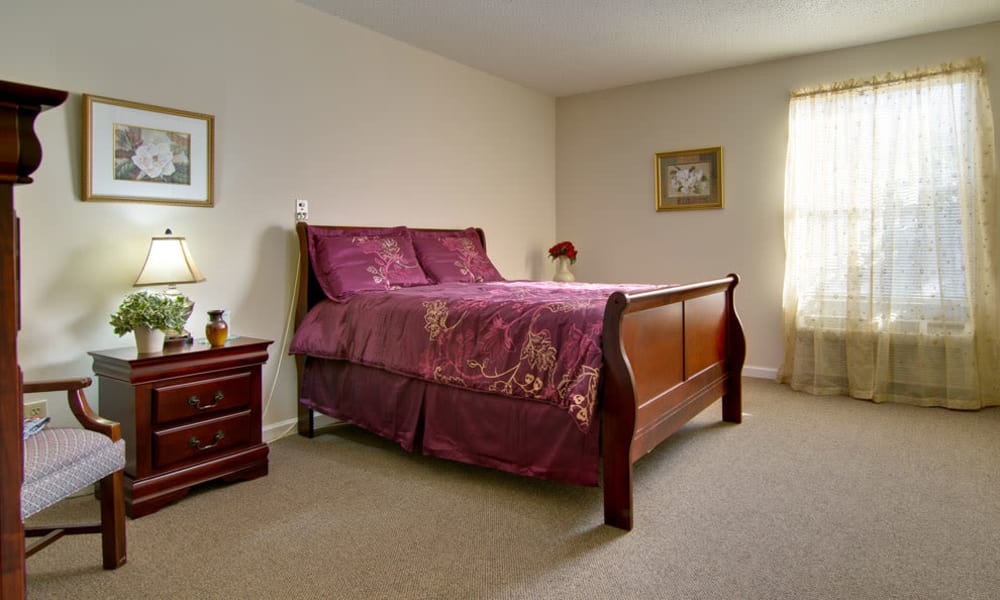 Large bedroom for assisted living residents at Parkway Cove in Covington, Tennessee