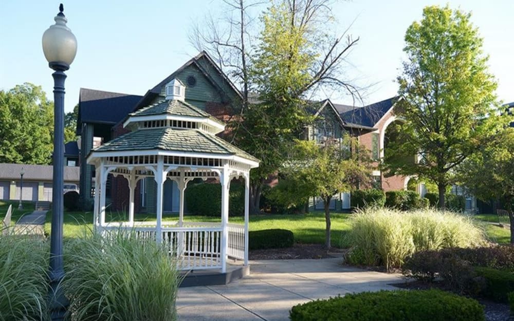 Courtyard with a gazebo at Century Lake Apartments in Cincinnati, Ohio