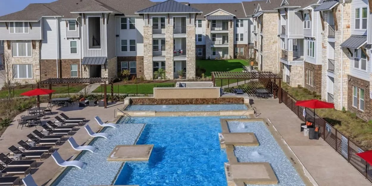 Resort-style pool at Luxia Rockwall Downes, Rockwall, Texas