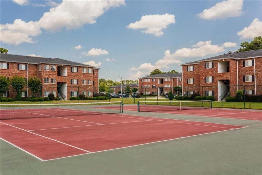 Multiple tennis courts at Hidden Creek Village in Fayetteville, North Carolina