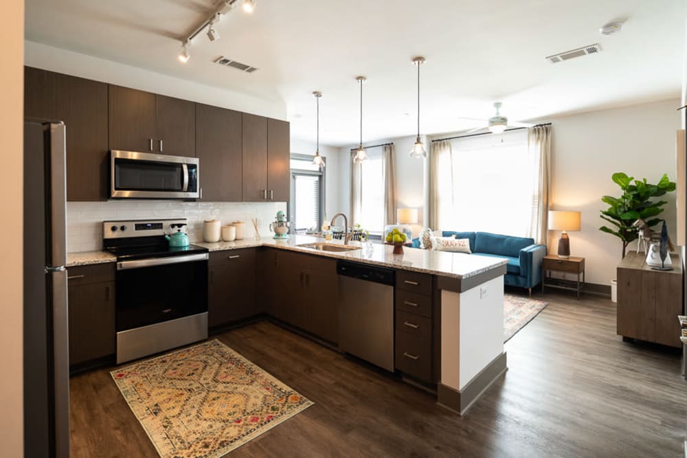Model kitchen at The Crest at Flowery Branch in Flowery Branch, Georgia