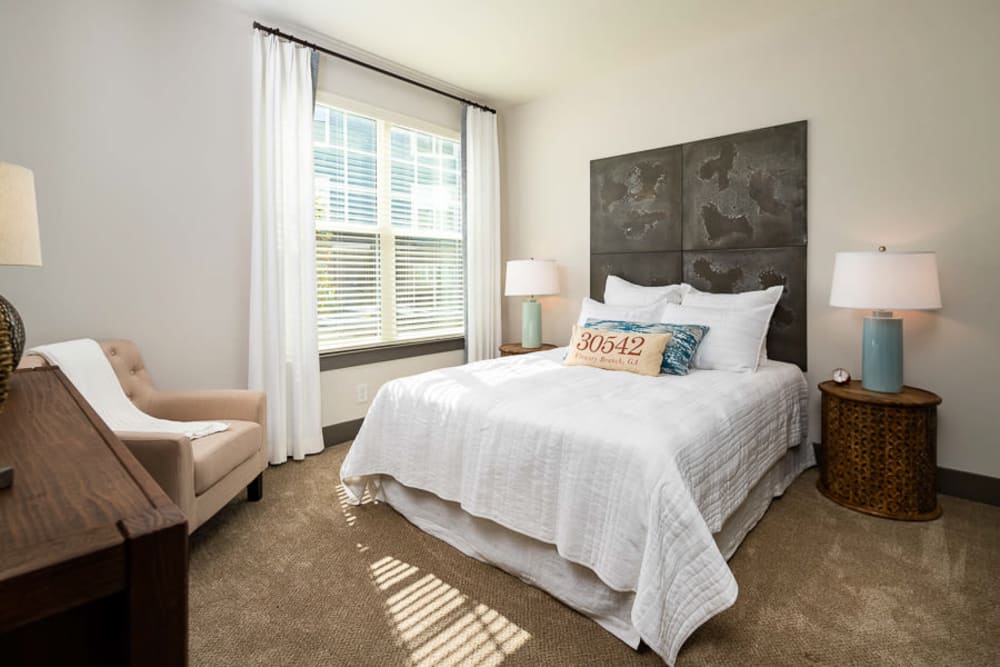 Model bedroom at The Crest at Flowery Branch in Flowery Branch, Georgia
