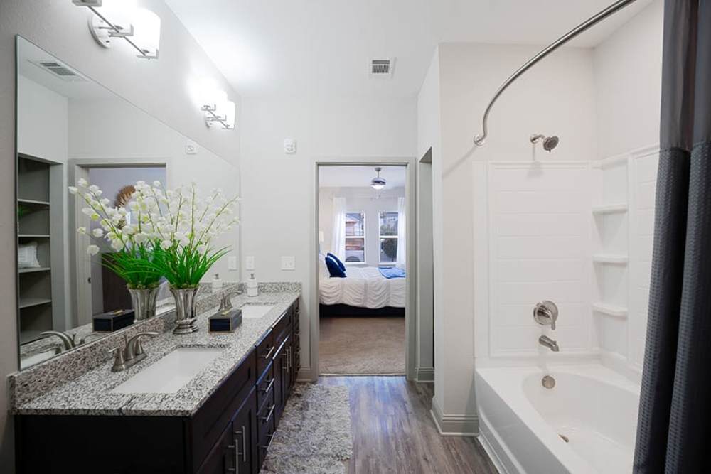 Luxurious bathroom at Caliber at Hyland Village in Westminster, Colorado