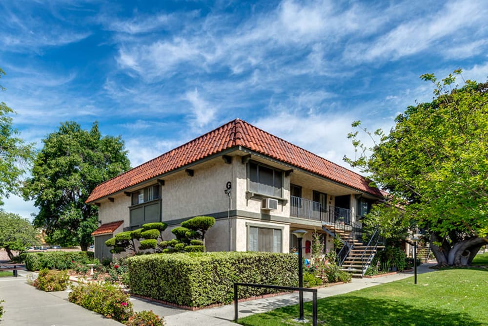 Exterior corner view  at Valley Pride Village in Sylmar, California