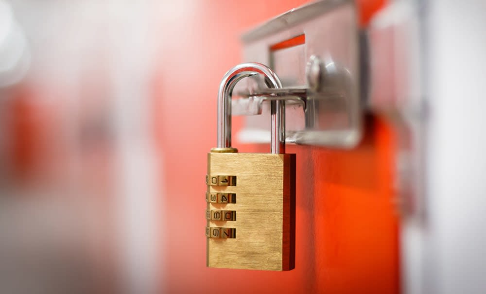Locked unit at Keystone Self Storage in North Miami, Florida