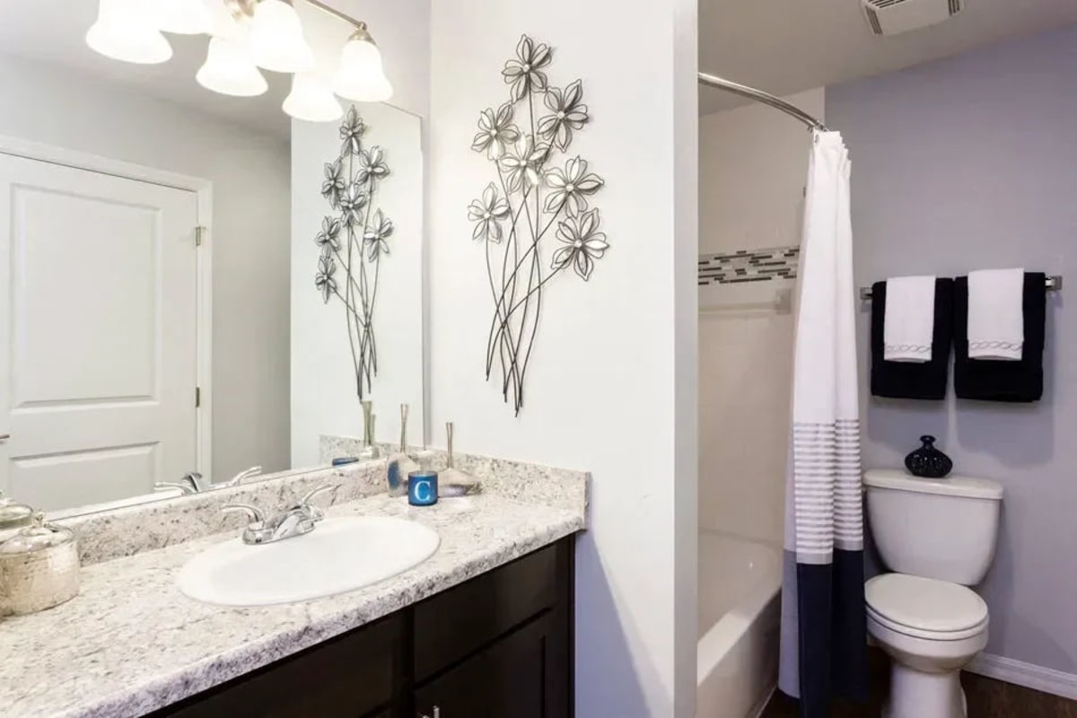 An apartment bathroom at Channelside in Fort Myers, Florida