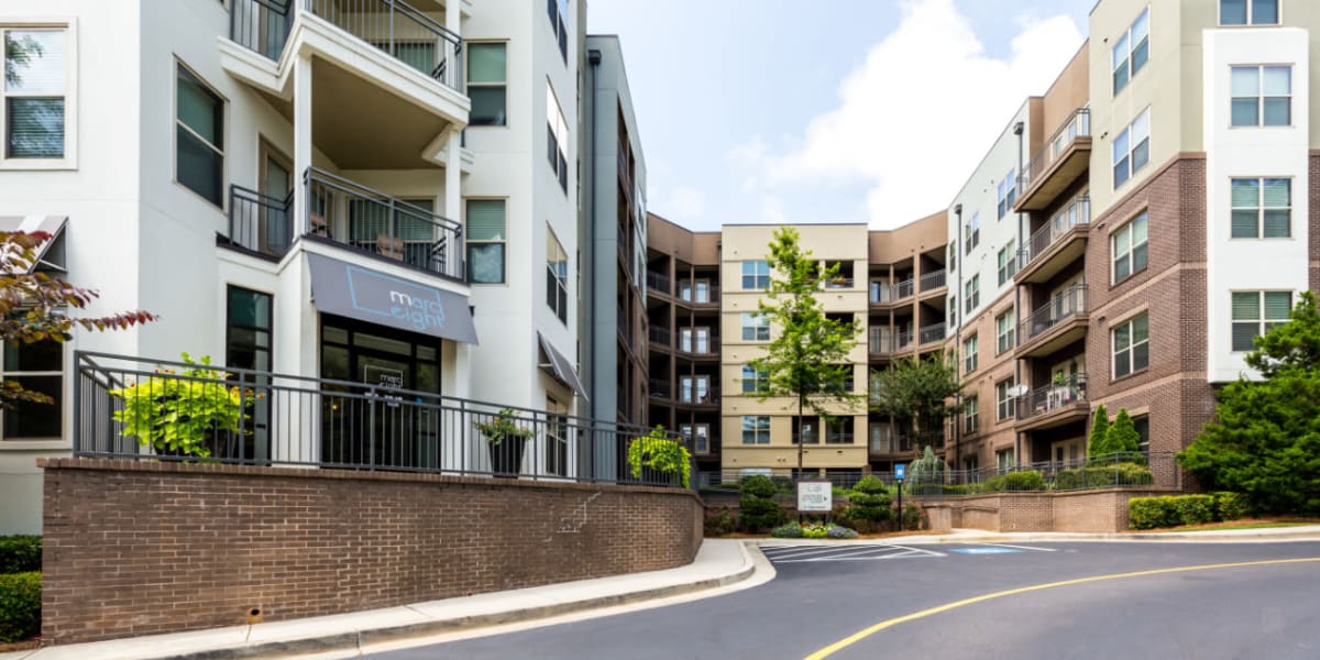 Street view of the entrance to Marq Eight in Atlanta, Georgia