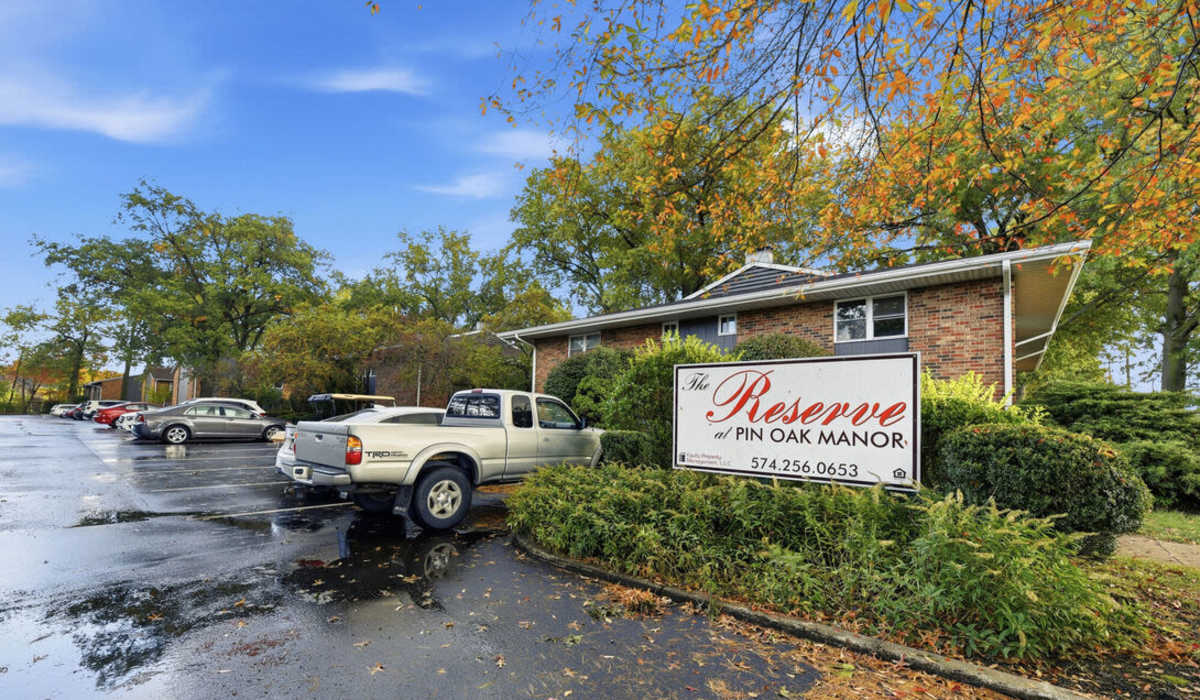 Charming property at featuring lush landscaping and spacious parking at The Reserve at Pin Oak Manor Apartments in Mishawaka, Indiana