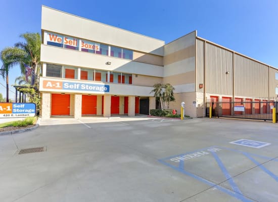 Front entry to A-1 Self Storage in La Habra, California