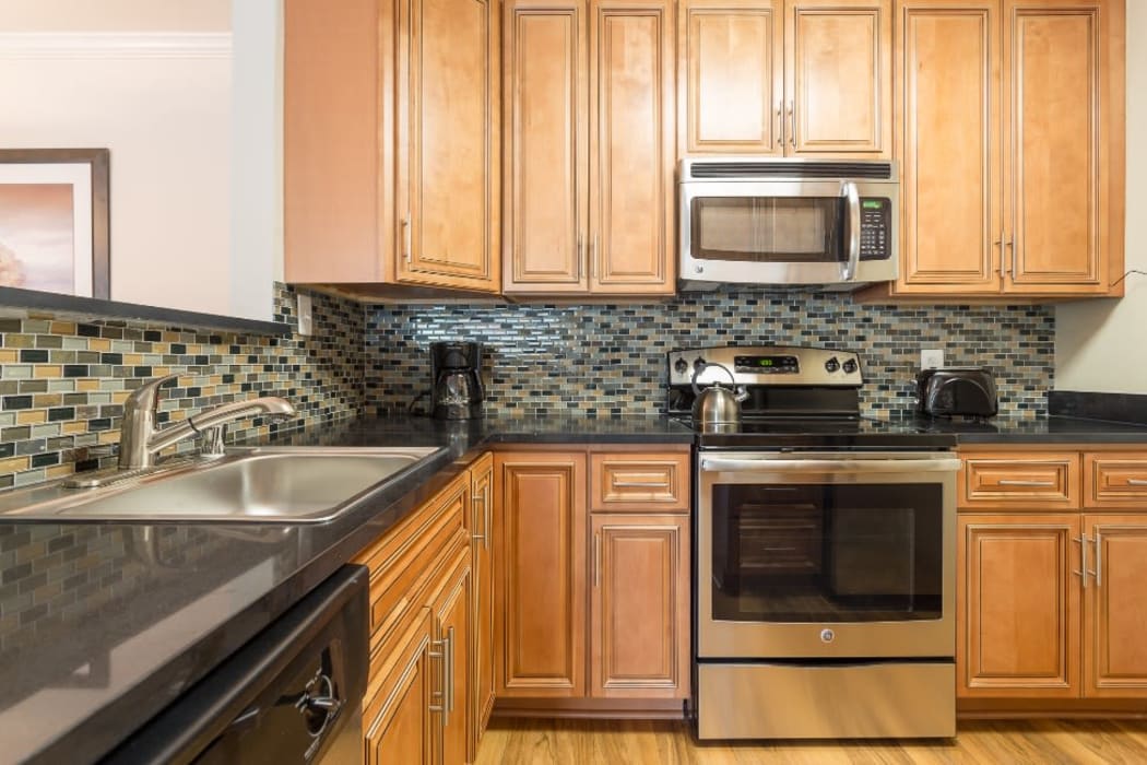Spacious kitchen at Abbotts Run Apartments in Alexandria, Virginia.