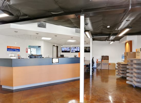 The office, with security monitoring at A-1 Self Storage in San Diego, California