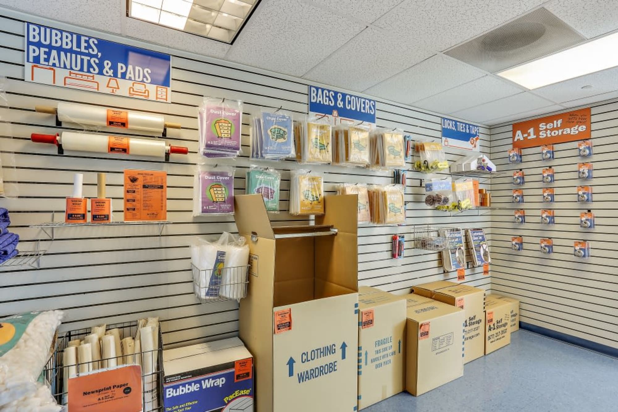 Moving and packing supplies available from A-1 Self Storage in Lake Forest, California