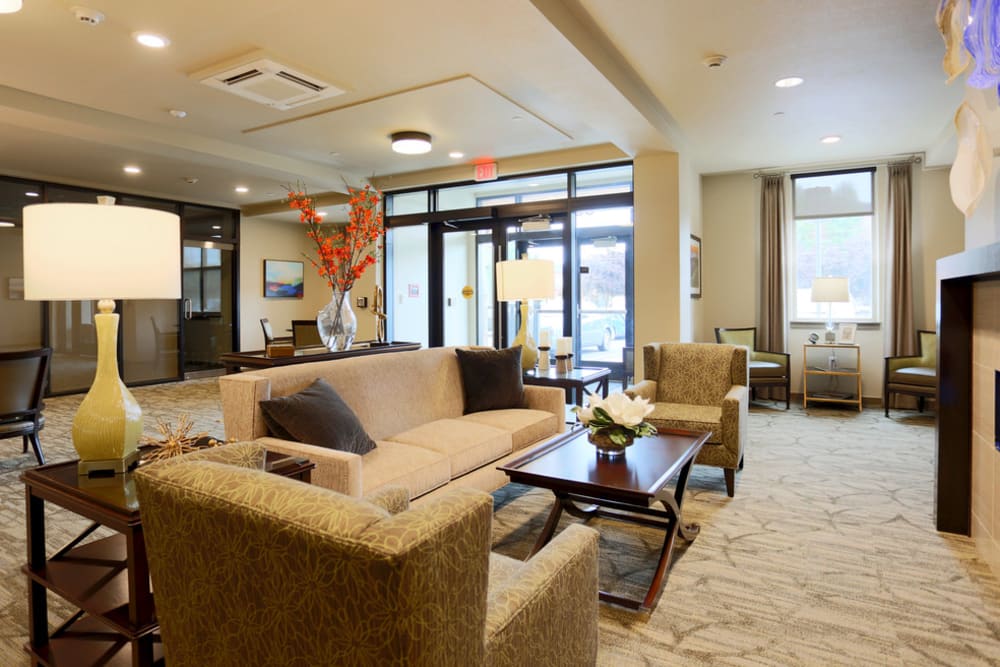 Front entrance and welcome area at The Lofts at Glenwood Place in Vancouver, Washington