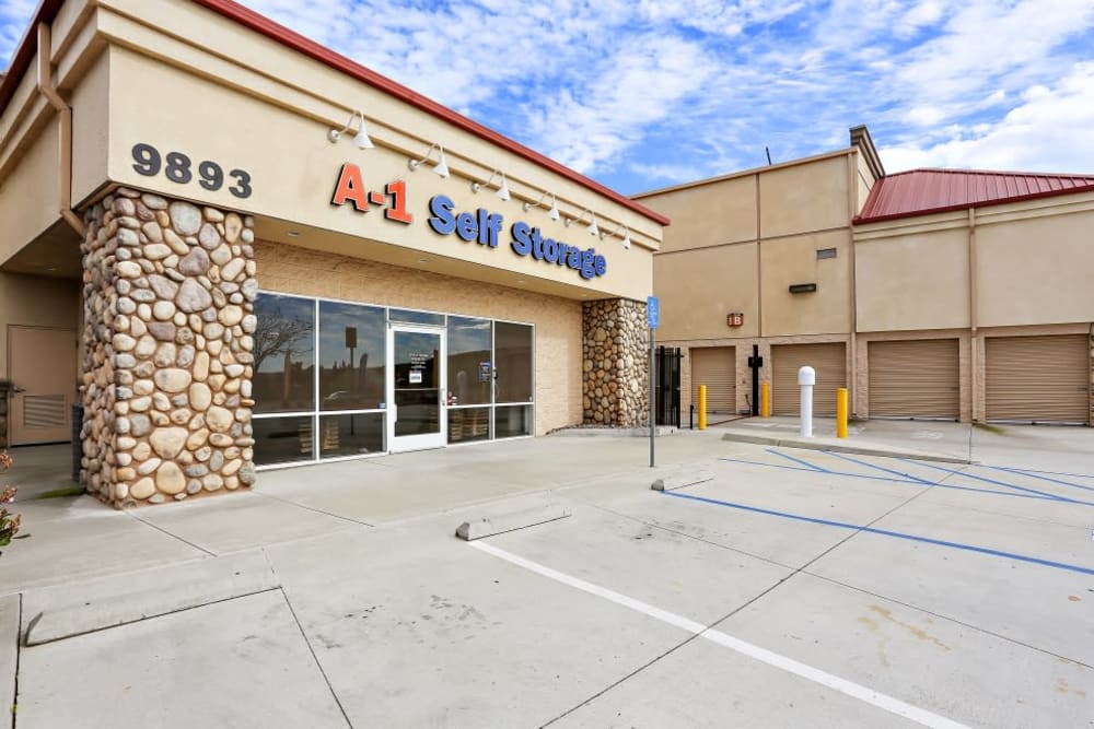 The front entrance to A-1 Self Storage in Lakeside, California