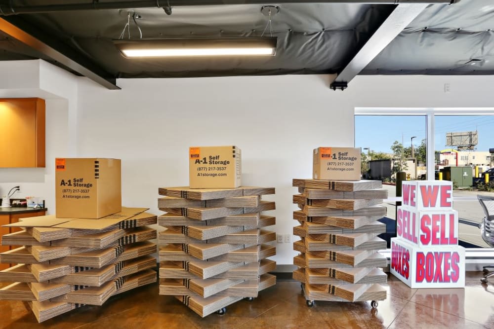 A variety of box sizes available at A-1 Self Storage in San Diego, California