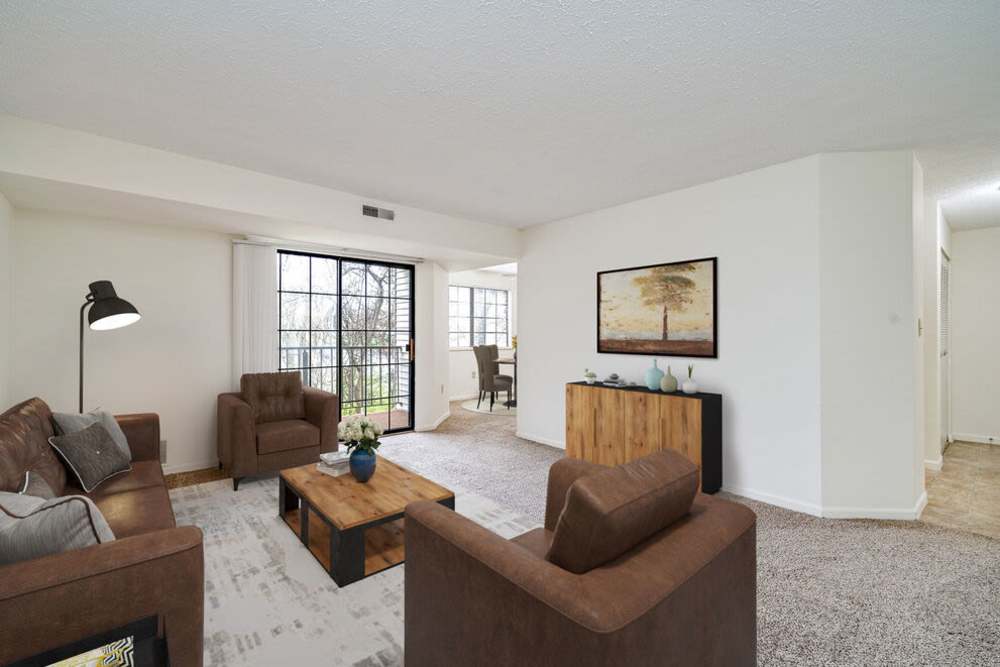 Funished living area at Carriage Court in Cincinnati, Ohio