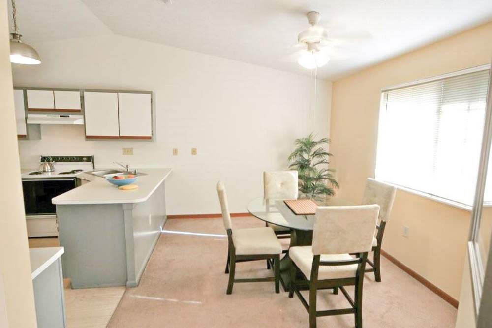 Cozy dining space in the apartment beside the kitchen at Carriage Court in Cincinnati, Ohio