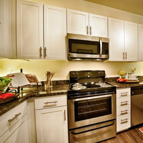Beautiful gourmet kitchen in a model home at Cactus Forty-2 in Phoenix, Arizona