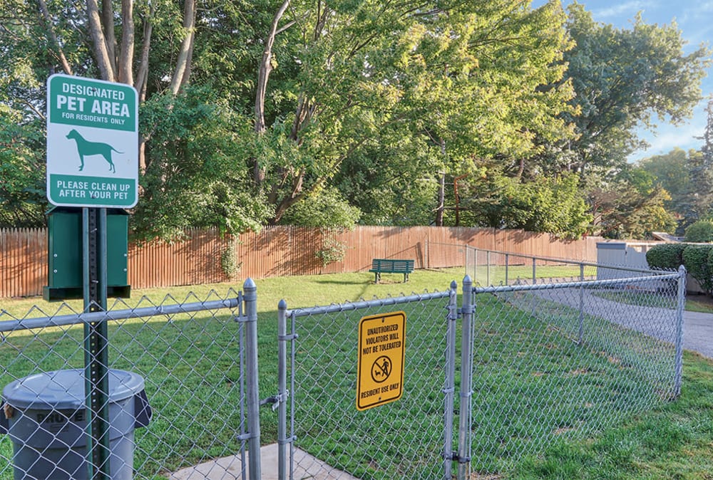 Fenced dog park at Brighton Colony Townhomes in Rochester, New York