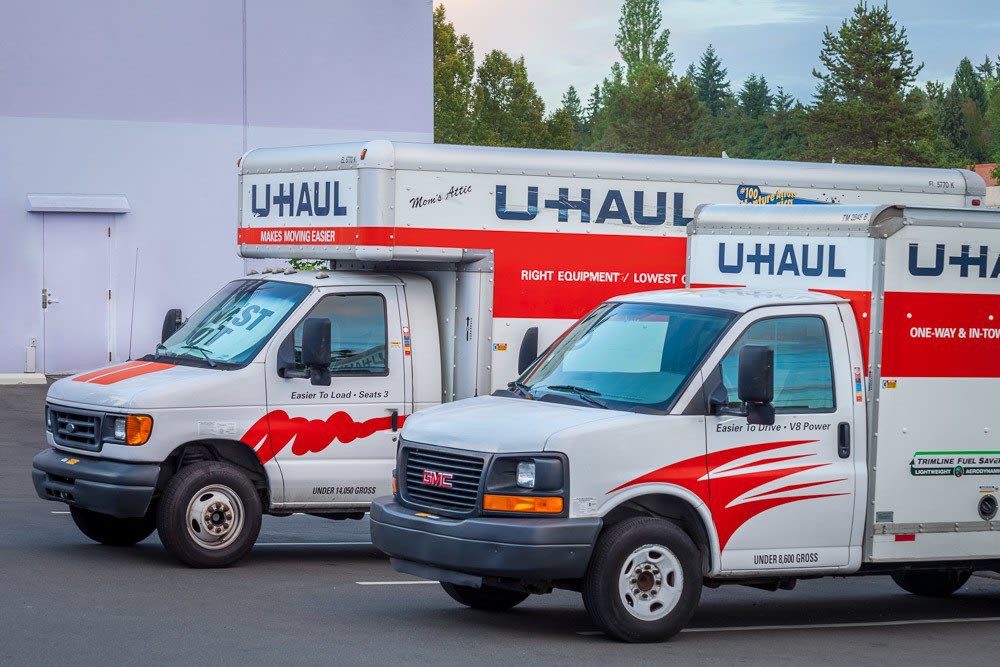 Moving trucks at Lake City Mini Storage in Seattle, Washington