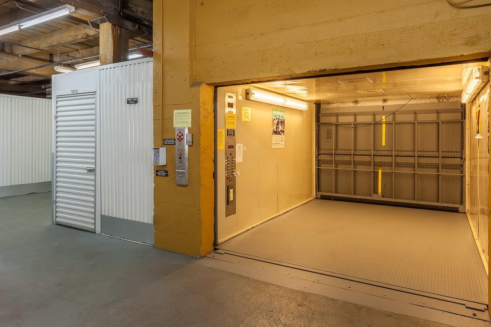 Access elevator at Nalley Valley Self Storage in Tacoma, Washington.
