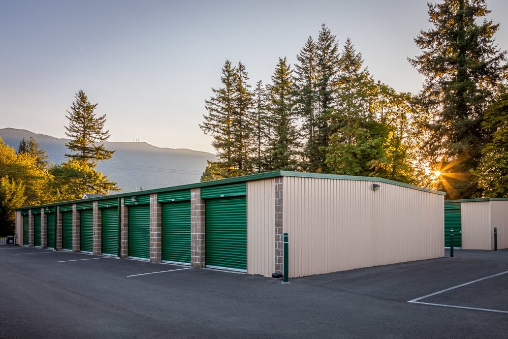 Outdoor units at Cascade Heated Self Storage in North Bend, Washington.
