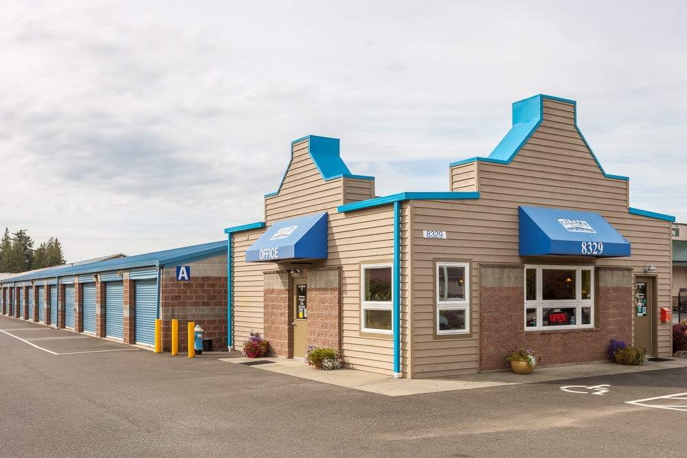 Entrance at Lynden Heated Self Storage in Lynden, Washington.