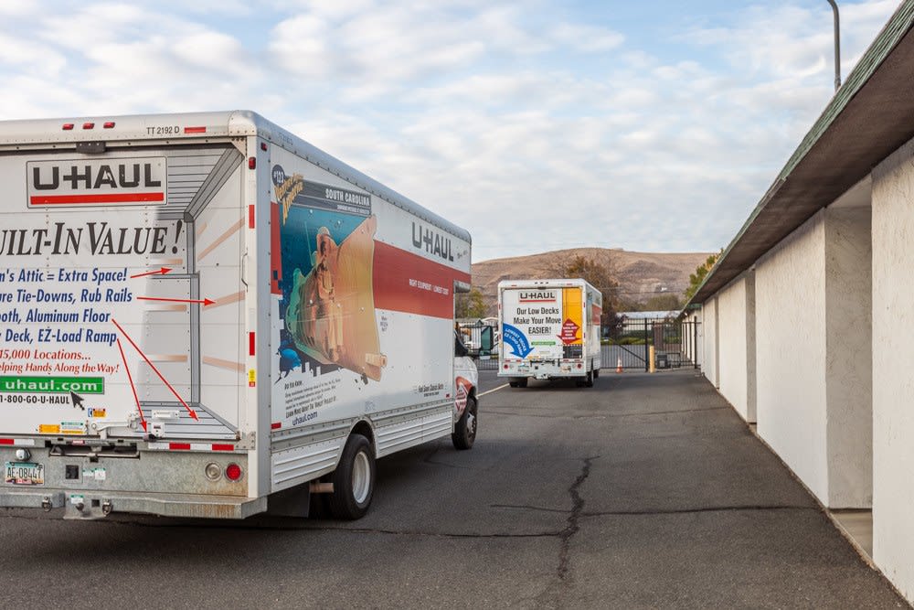 Moving trucks at Yakima Secure Storage in Yakima, Washington.