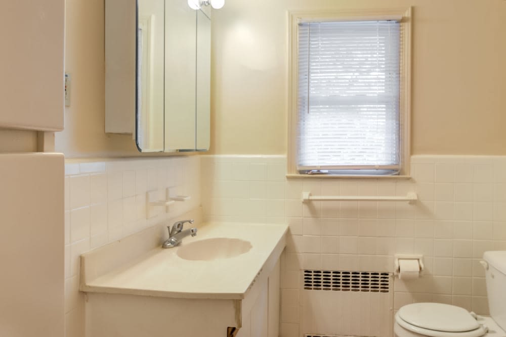 Bathroom at Royal Court Apartments in River Edge, New Jersey