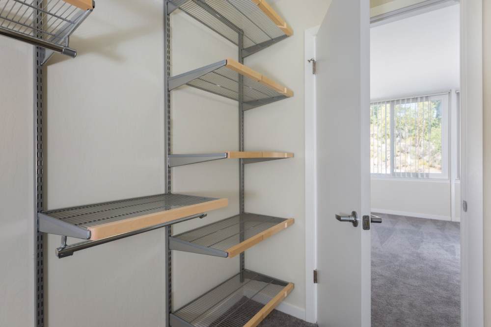 Spacious closet at Belmont Glen Residences in Belmont, California