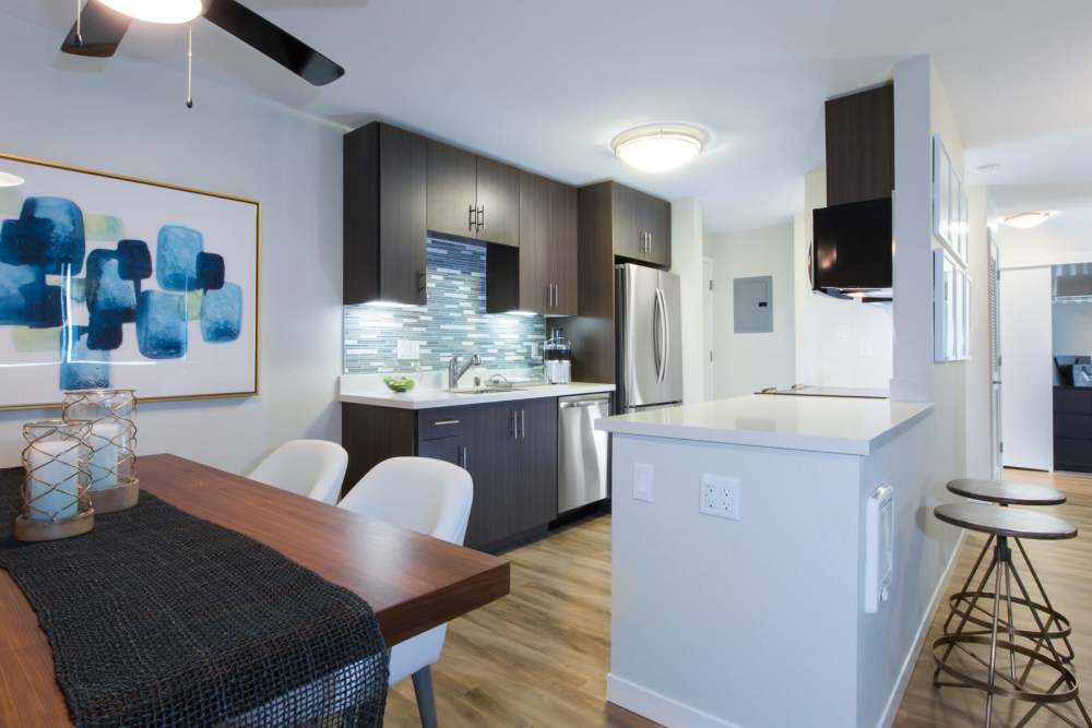 Kitchen with energy-efficient appliances at Belmont Glen Residences in Belmont, California