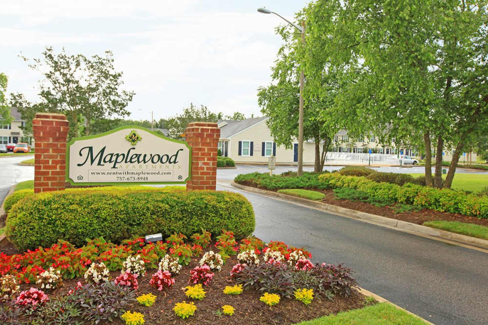 Property signage at Maplewood in Chesapeake, Virginia