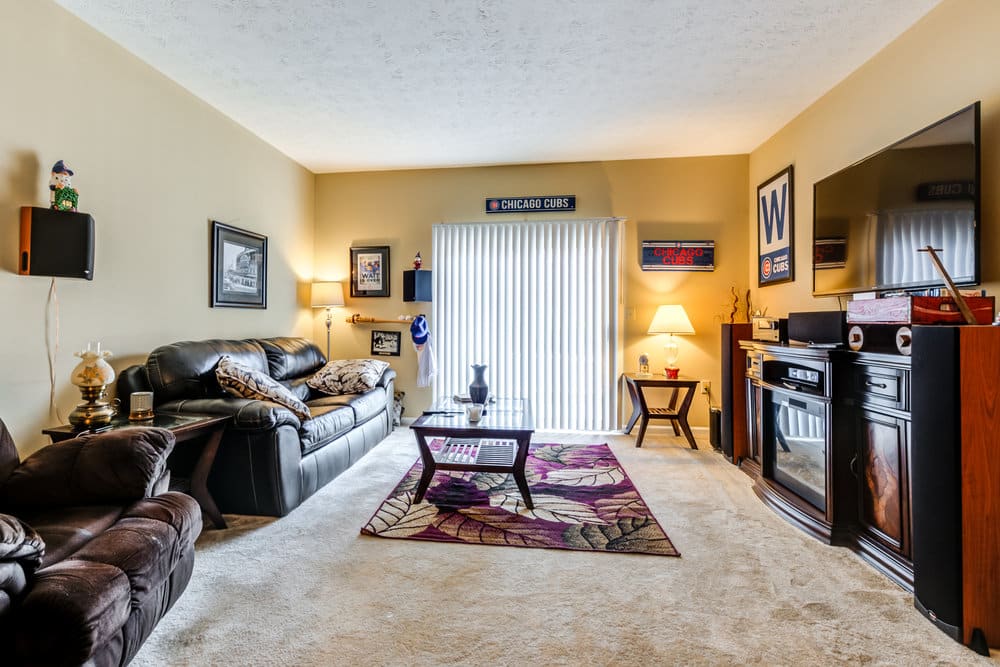 Model living room at Park Madison Apartments in Greenwood, Indiana