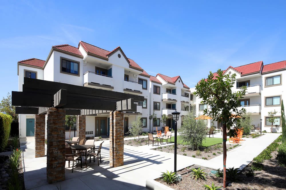 Exterior view of apartments at Sunny Garden Apartments in La Puente, California